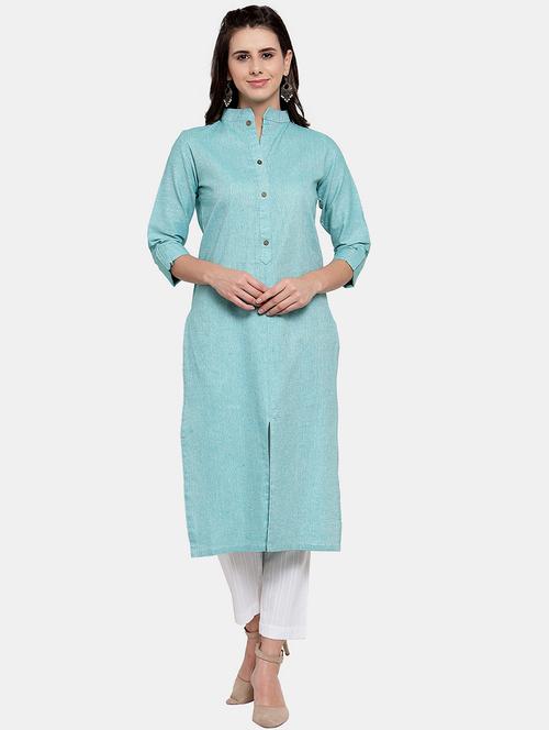 women solid roll up sleeve straight kurta - 22035154 - Standard Image - 0