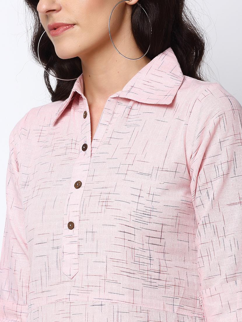 women self design roll up sleeve a-line kurta - 22035155 - Standard Image - 4
