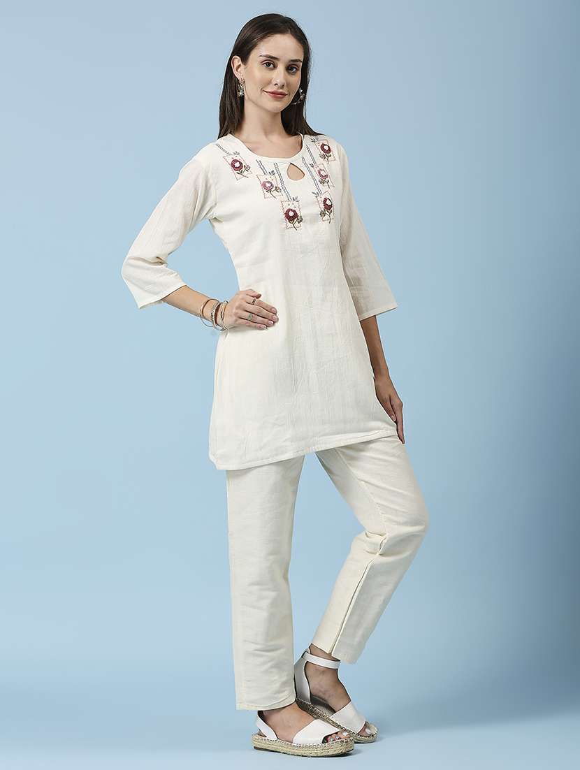women embroidered three quarter sleeve ethnic top - 22035168 -  Standard Image - 1