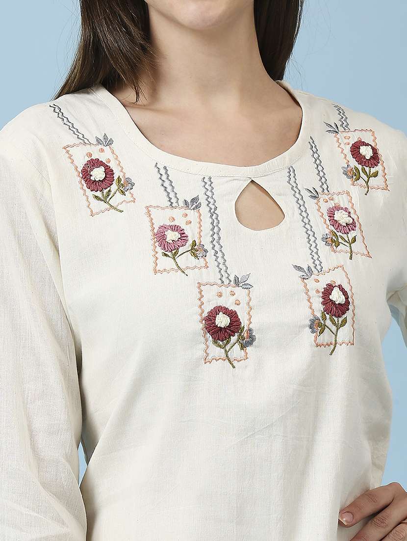 women embroidered three quarter sleeve ethnic top - 22035168 -  Standard Image - 4