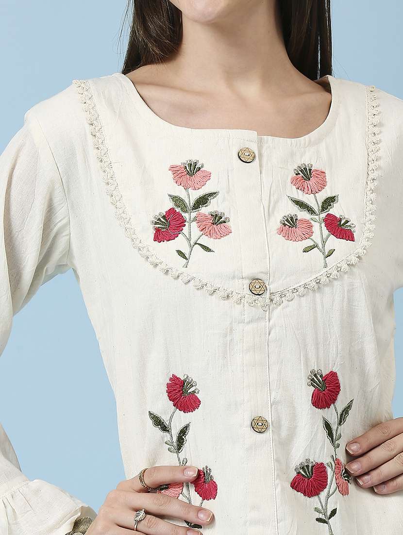 women embroidered three quarter sleeve ethnic top - 22035170 -  Standard Image - 4