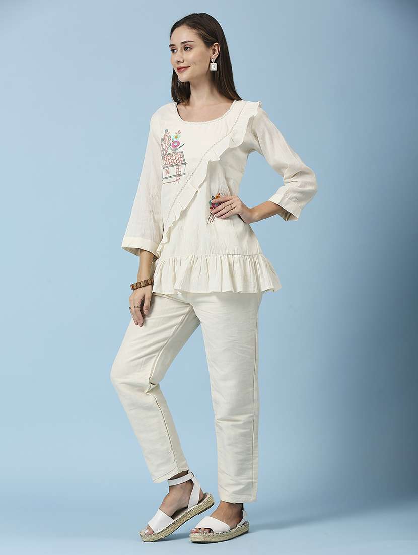 off white khadi cotton regular top - 22035173 -  Standard Image - 1