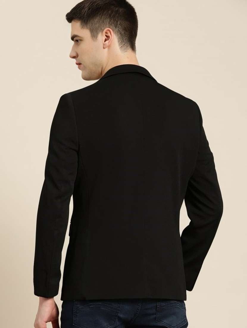 men black solid long sleeve single breasted blazer - 22035216 - Standard Image - 1