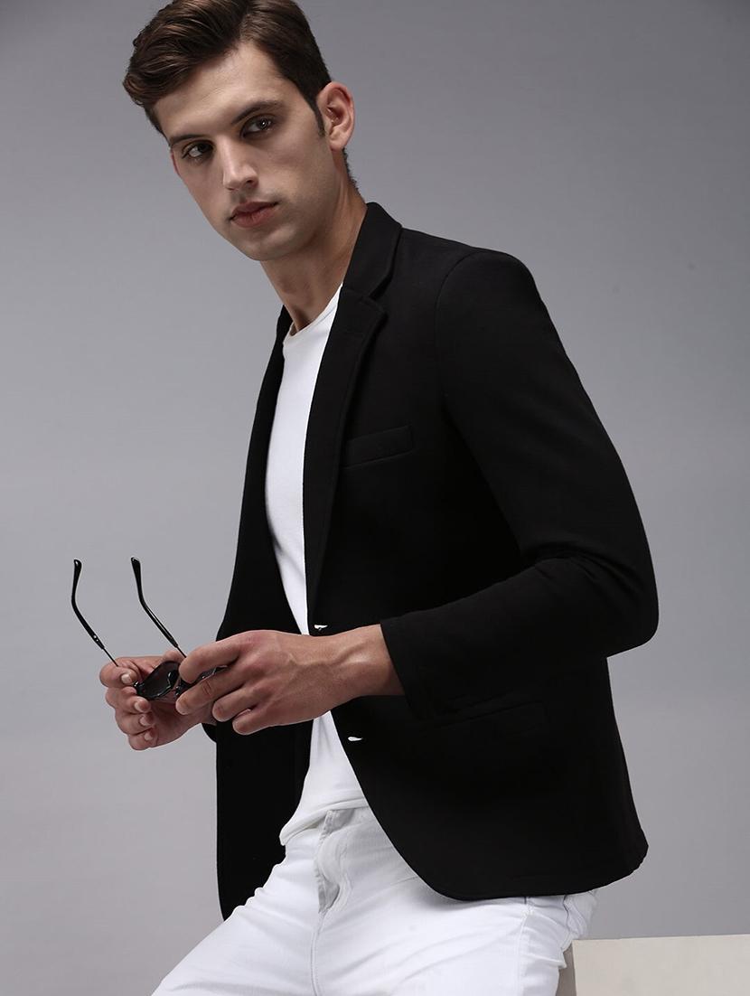 men black solid long sleeve single breasted blazer - 22035218 -  Standard Image - 1