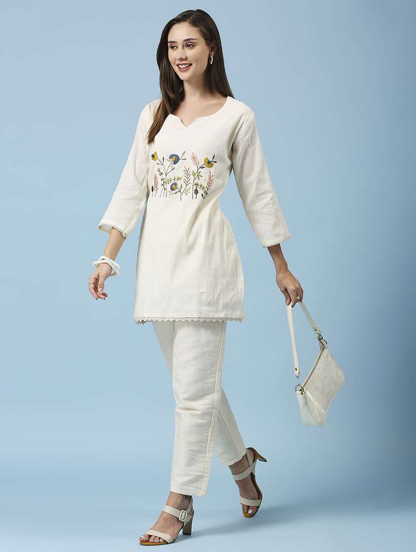 women embroidered three quarter sleeve ethnic top - 22035243 -  Standard Image - 1