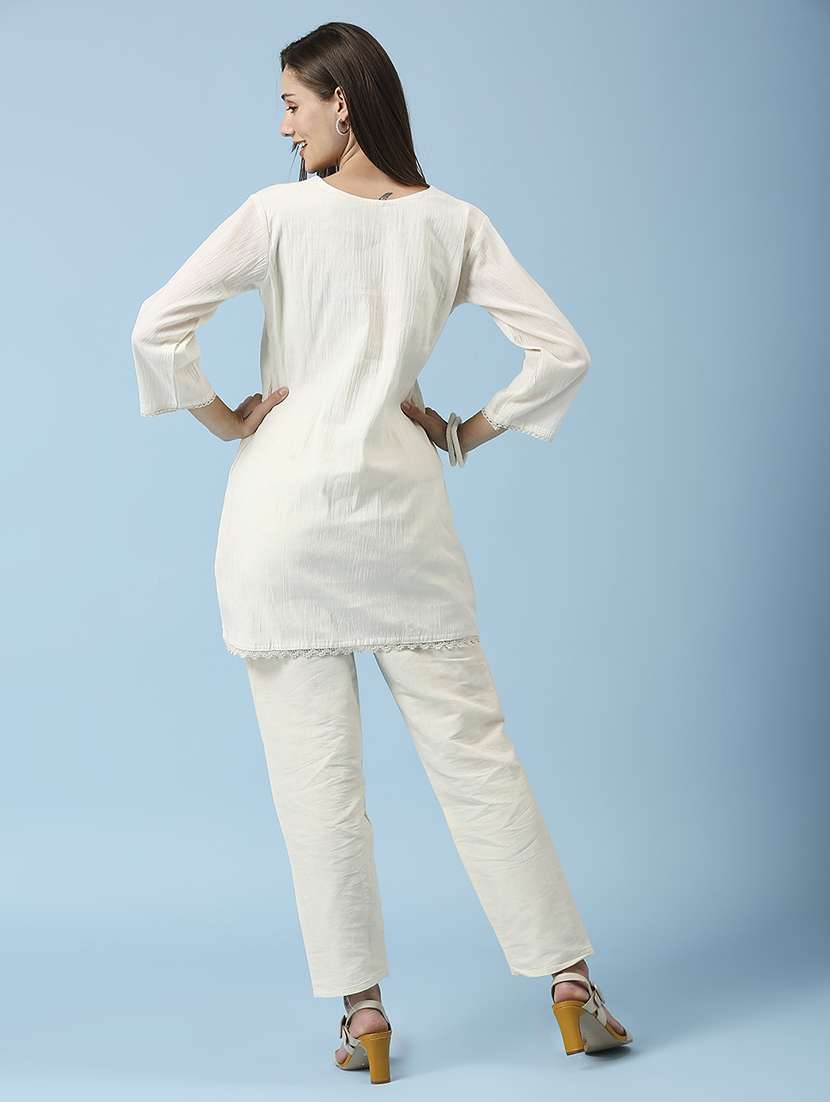 women embroidered three quarter sleeve ethnic top - 22035243 -  Standard Image - 4