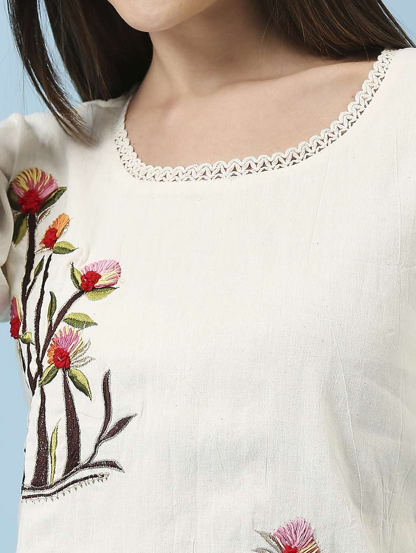 women embroidered three quarter sleeve ethnic top - 22035244 -  Standard Image - 4