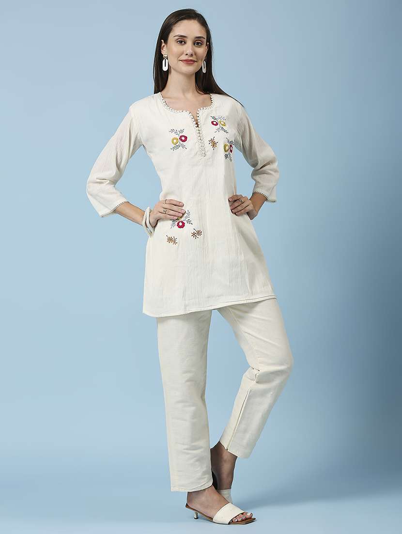 women embroidered three quarter sleeve ethnic top - 22035245 -  Standard Image - 1