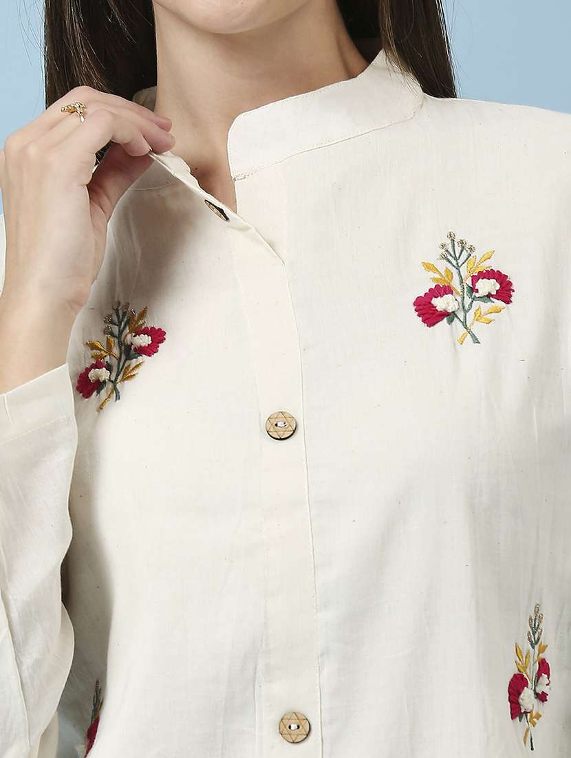 women embroidered three quarter sleeve ethnic top - 22035247 -  Standard Image - 4