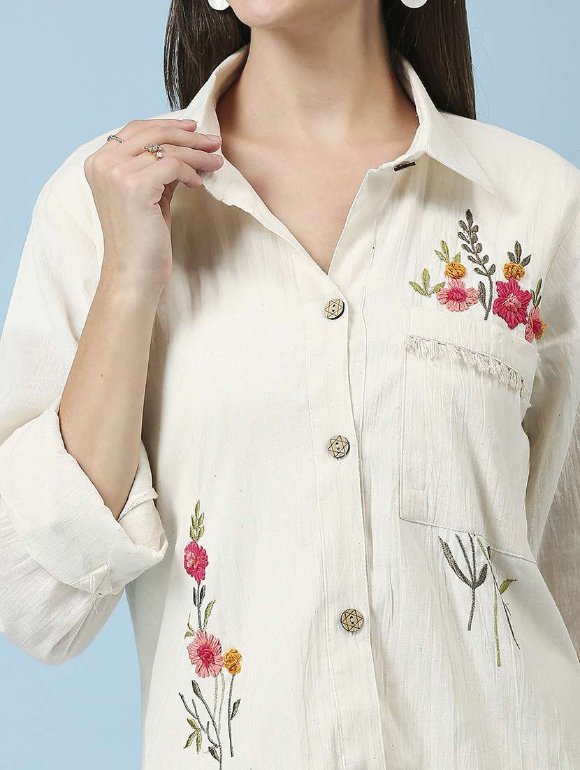 women embroidered three quarter sleeve ethnic top - 22035253 -  Standard Image - 4