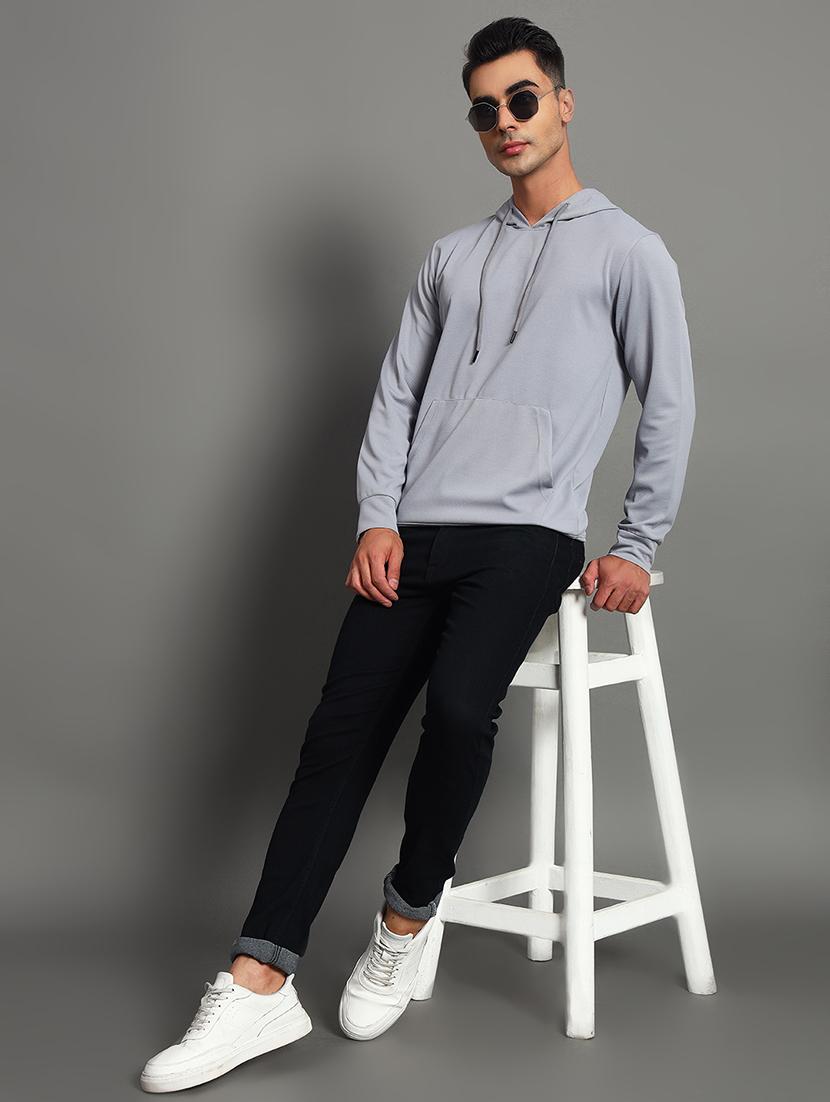 men solid long sleeve hooded sweatshirt - 22035256 - Standard Image - 4