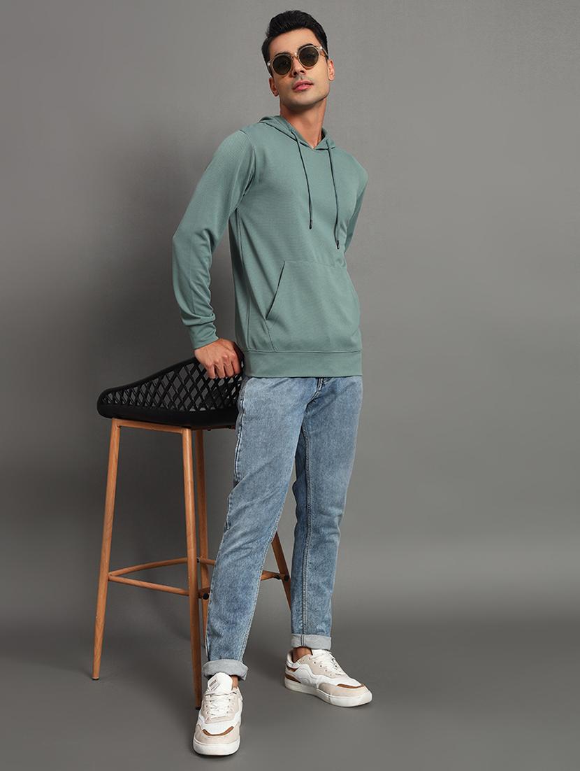 men solid long sleeve hooded sweatshirt - 22035257 - Standard Image - 4