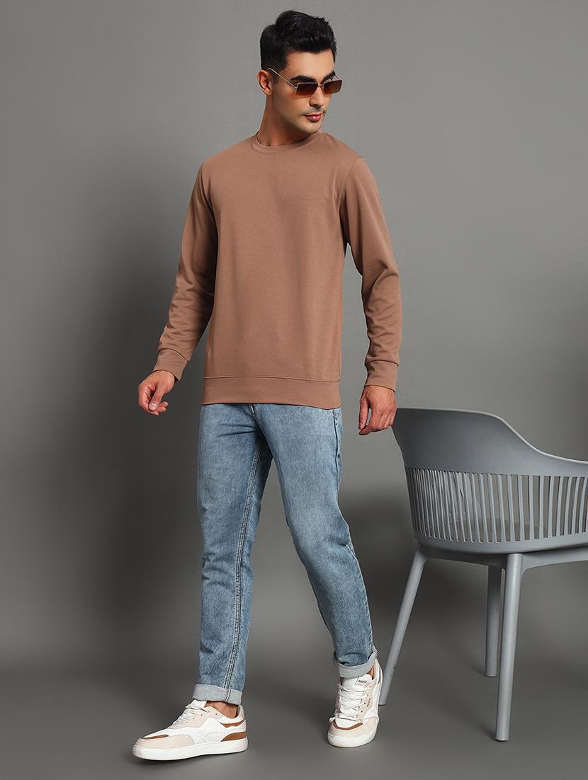 men solid round neck long sleeve sweatshirt - 22035263 - Standard Image - 4