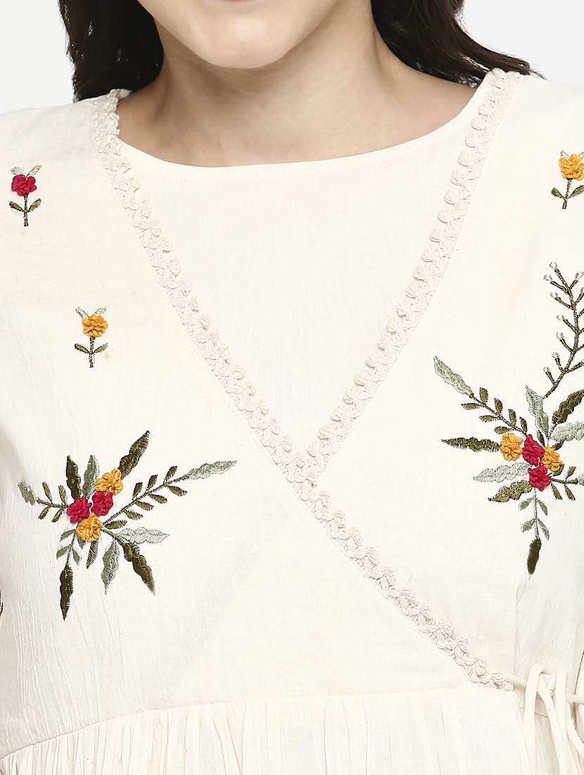 women embroidered three quarter sleeve ethnic top - 22035303 -  Standard Image - 4