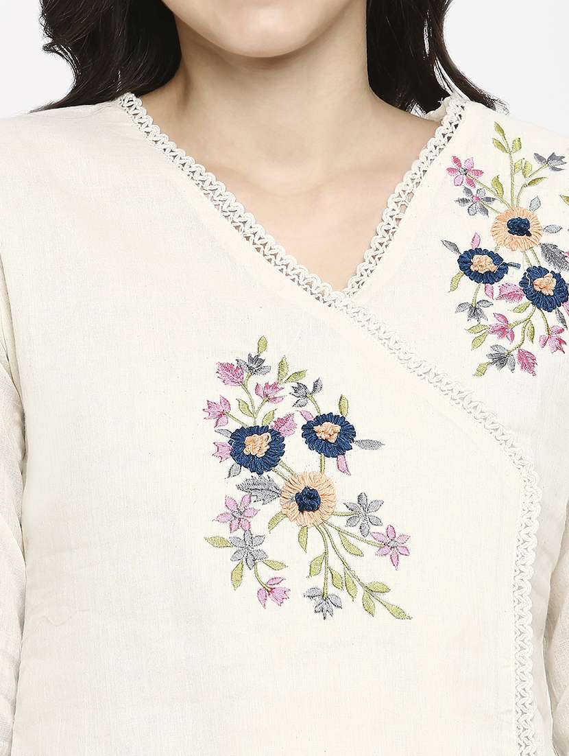 women embroidered three quarter sleeve ethnic top - 22035306 -  Standard Image - 4