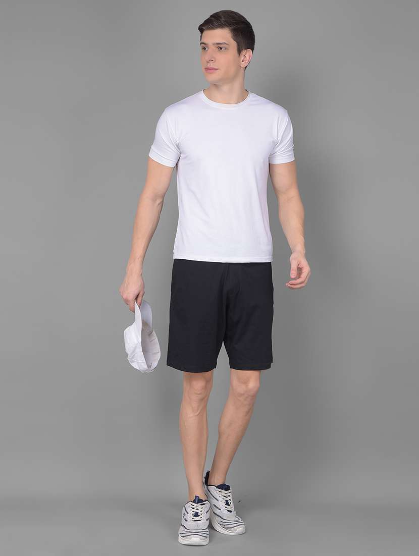 men black solid mid rise regular fit shorts - 22035417 -  Standard Image - 4