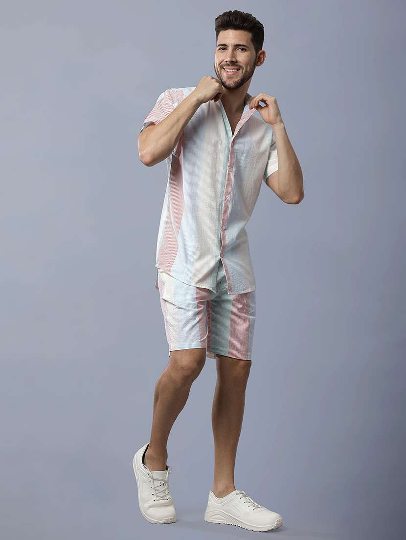 men striped shiort and shorts co-ord set - 22035419 - Standard Image - 4