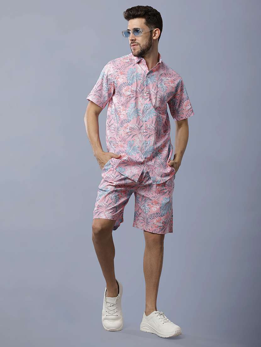 men printed shirt and shorts co-ord set - 22035420 -  Standard Image - 1