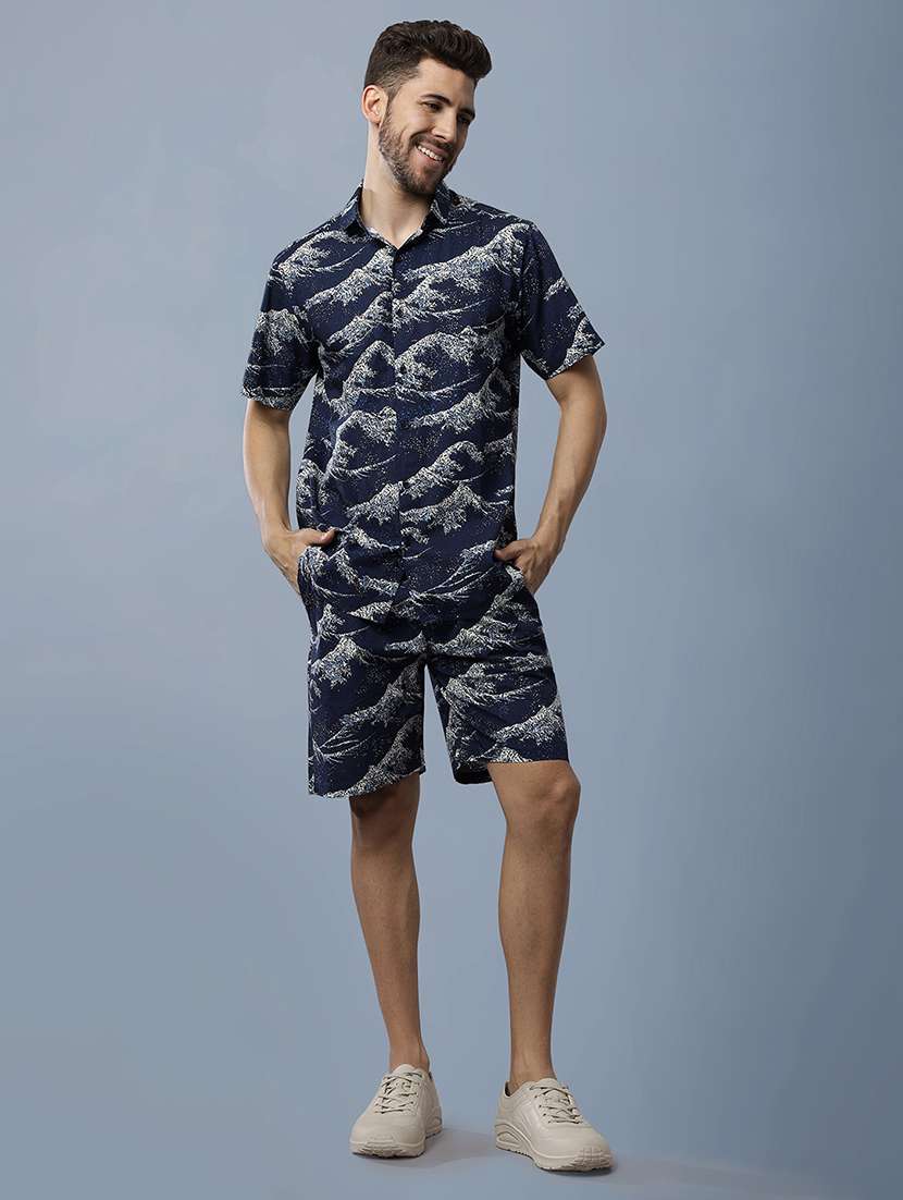 men printed shirt and shorts co-ord set - 22035421 -  Standard Image - 1
