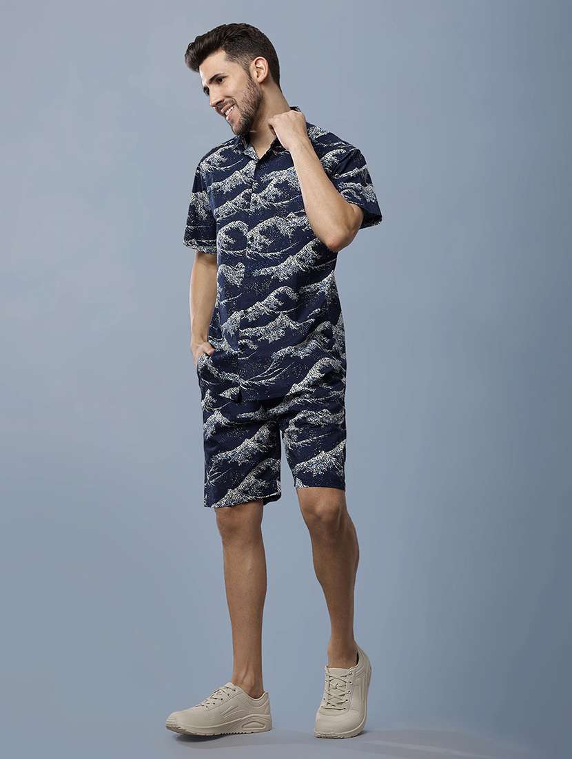 men printed shirt and shorts co-ord set - 22035421 -  Standard Image - 4