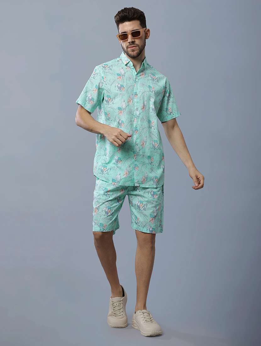 men printed shirt and shorts co-ord set - 22035422 -  Standard Image - 1