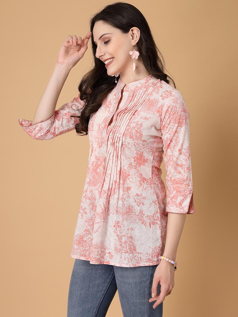women floral pringt mandarin neck regular top - 22035428 - Standard Image - 4