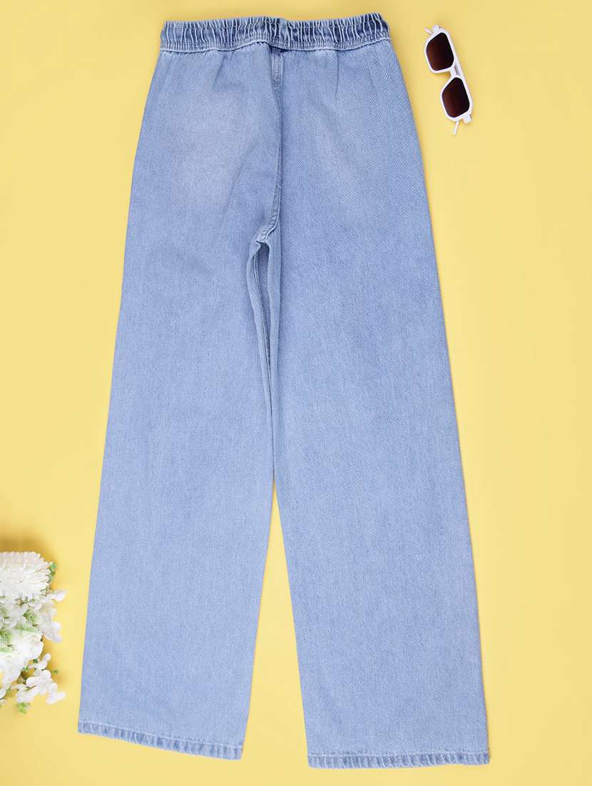 girls solid high rise wide leg jean - 22035566 - Standard Image - 1