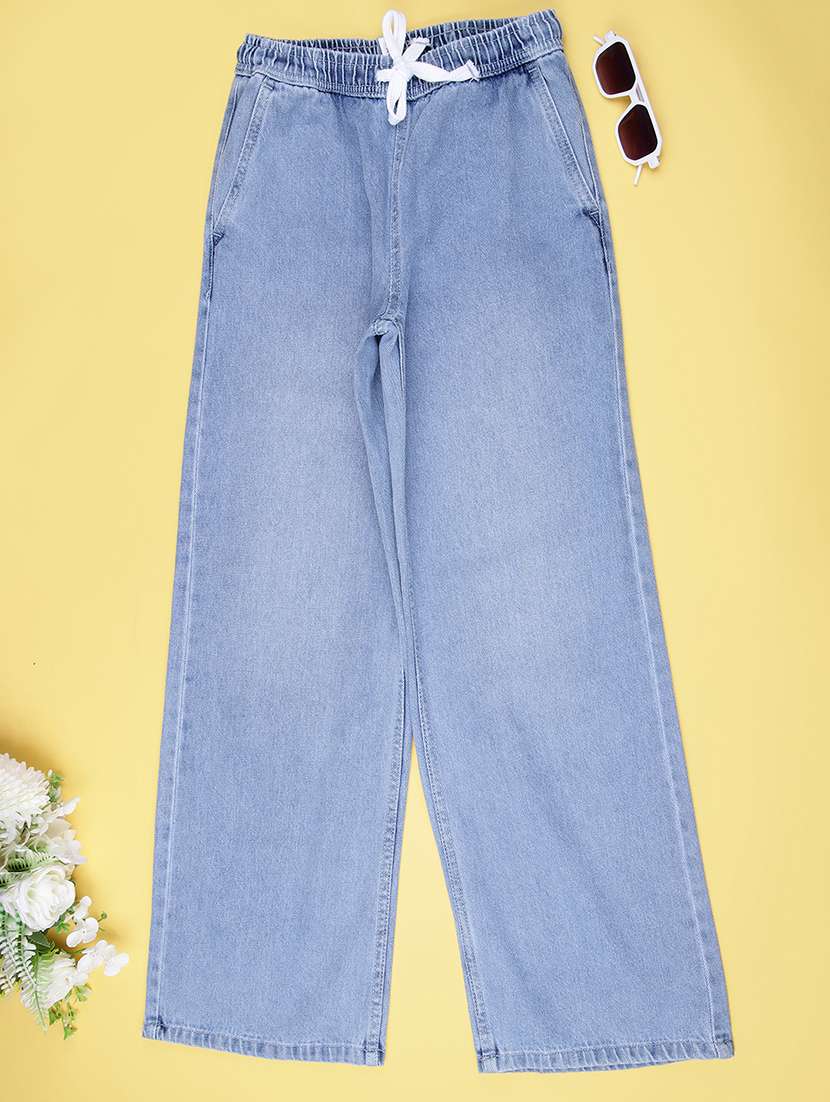 girls solid high rise wide leg jean - 22035566 -  Standard Image - 1