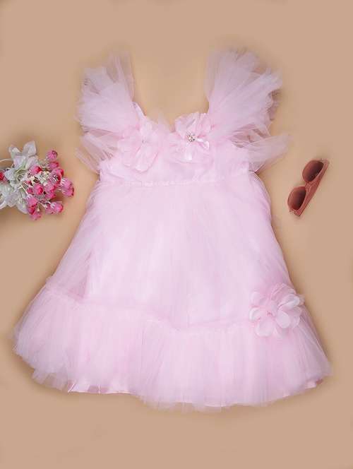 net tiered sleeveless party wear frock