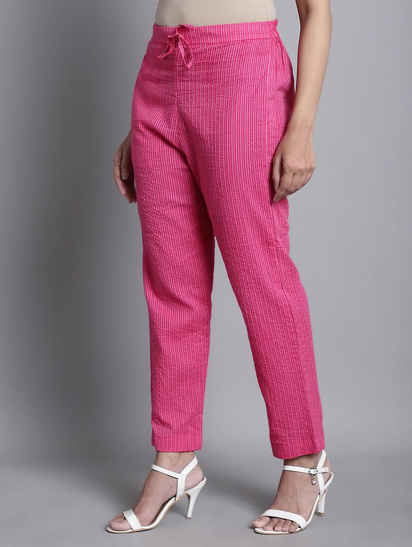 women printed mid rise straight trouser - 22035573 - Standard Image - 1