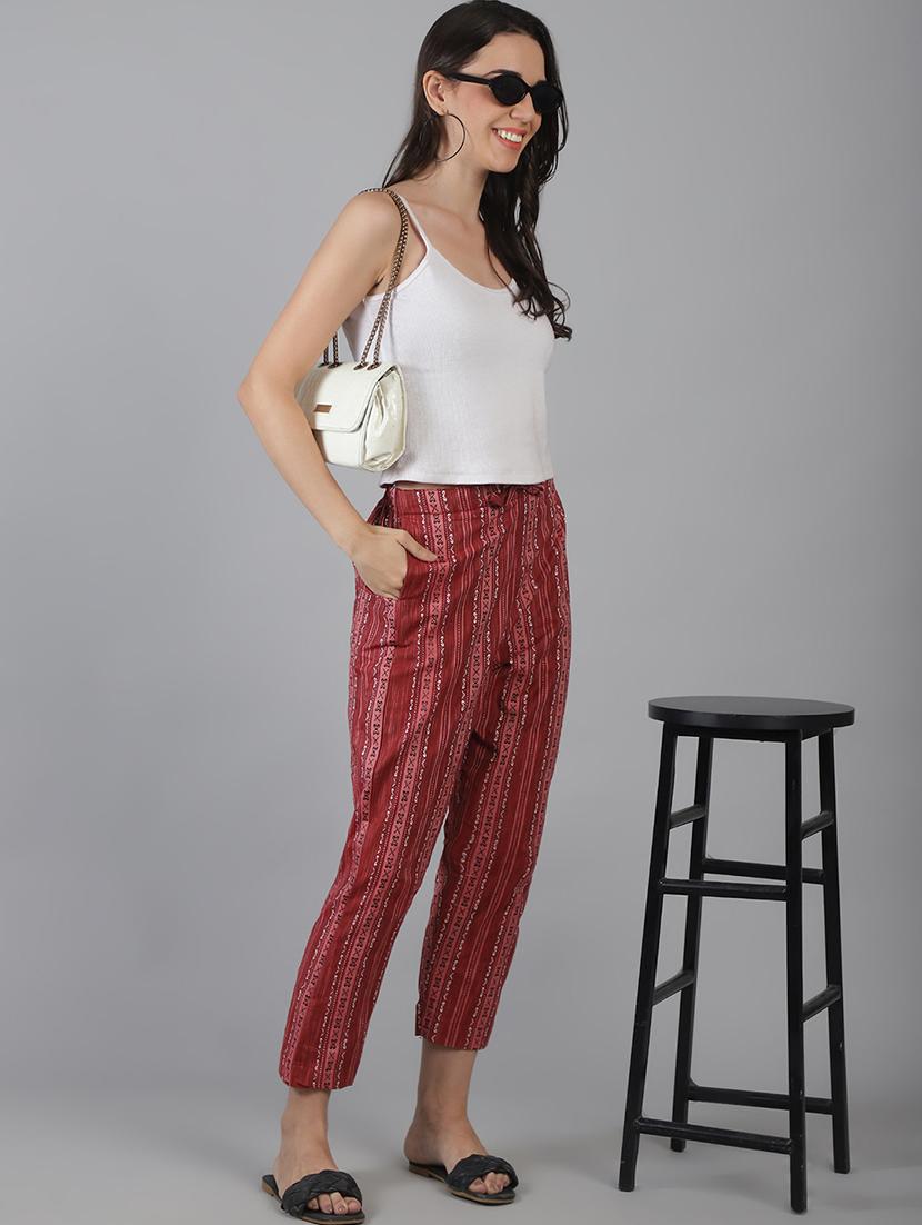 women printed mid rise straight trouser - 22035577 - Standard Image - 4