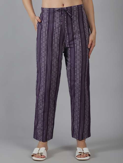 women printed mid rise straight trouser - 22035579 -  Standard Image - 0