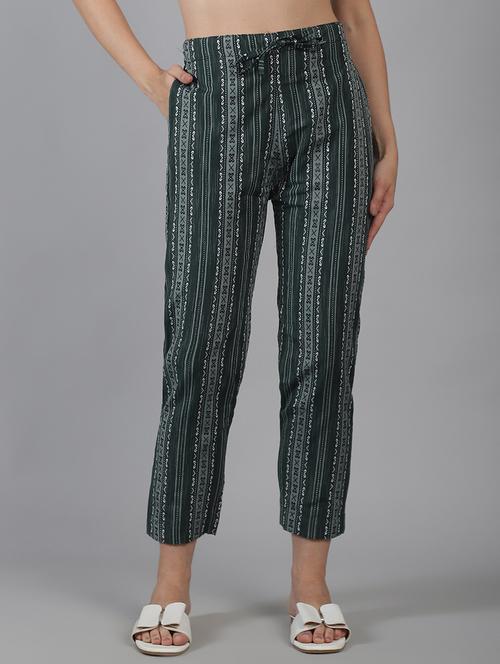 women printed mid rise straight trouser - 22035580 - Standard Image - 0