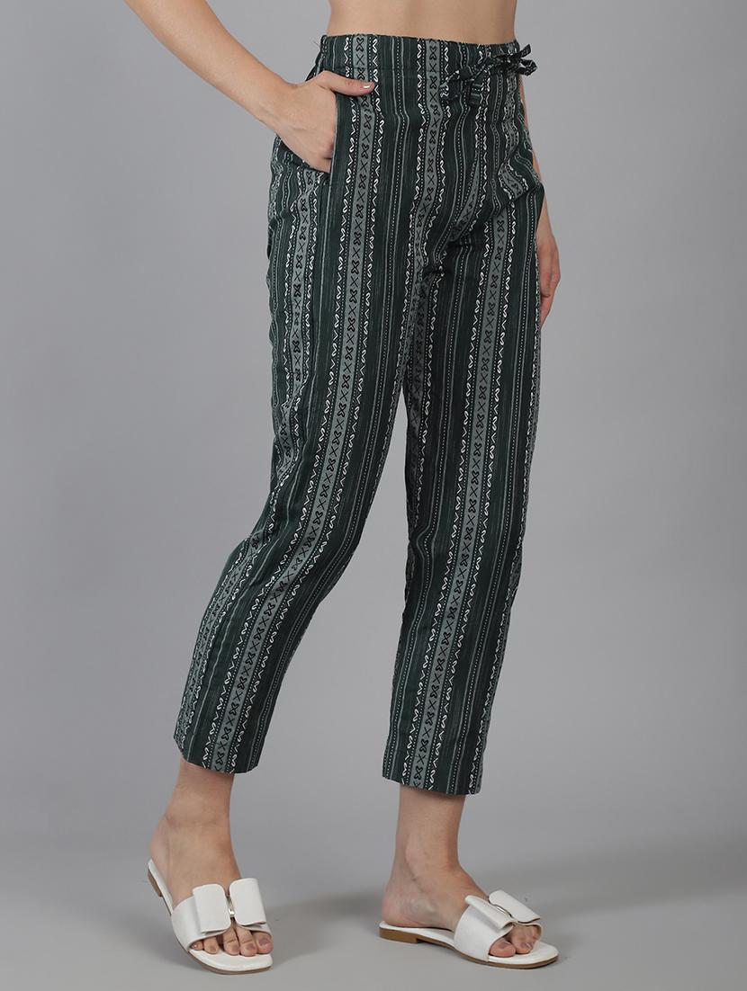 women printed mid rise straight trouser - 22035580 - Standard Image - 1