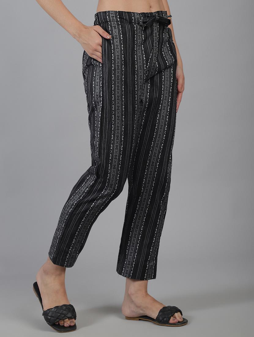women printed mid rise straight trouser - 22035581 - Standard Image - 1