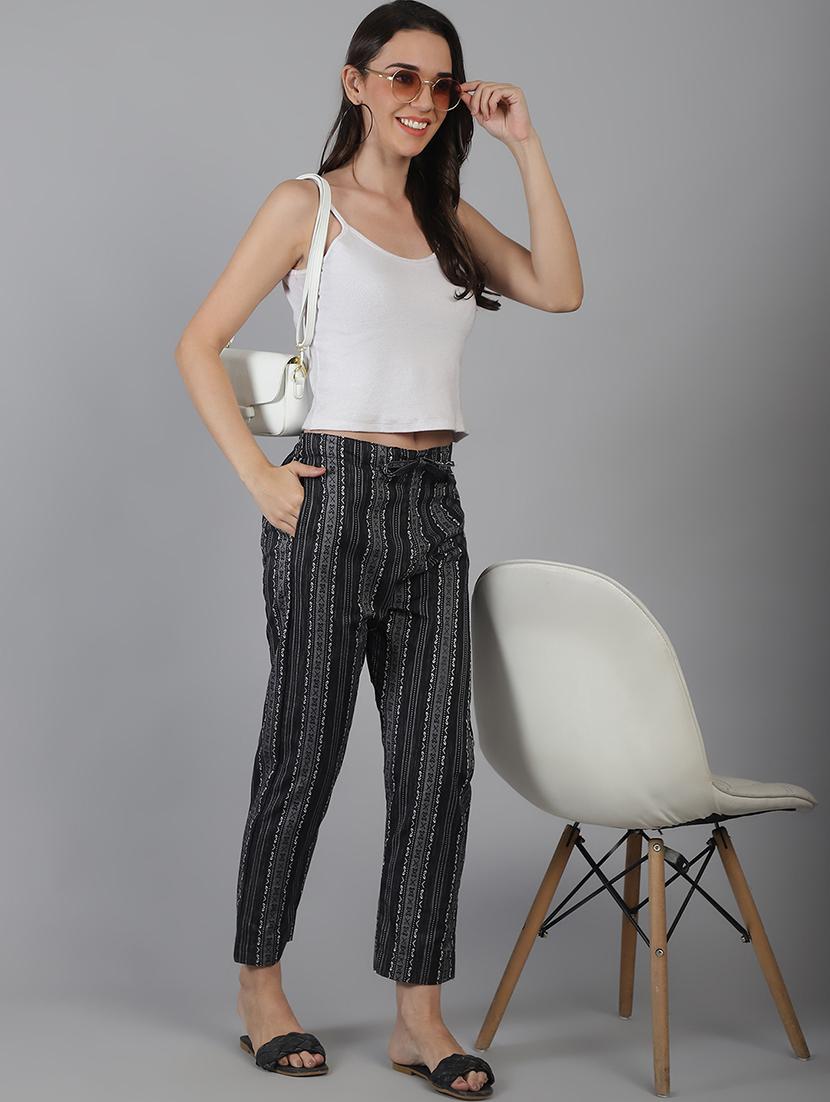 women printed mid rise straight trouser - 22035581 - Standard Image - 4