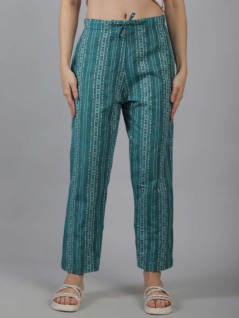 turquoise cotton trousers