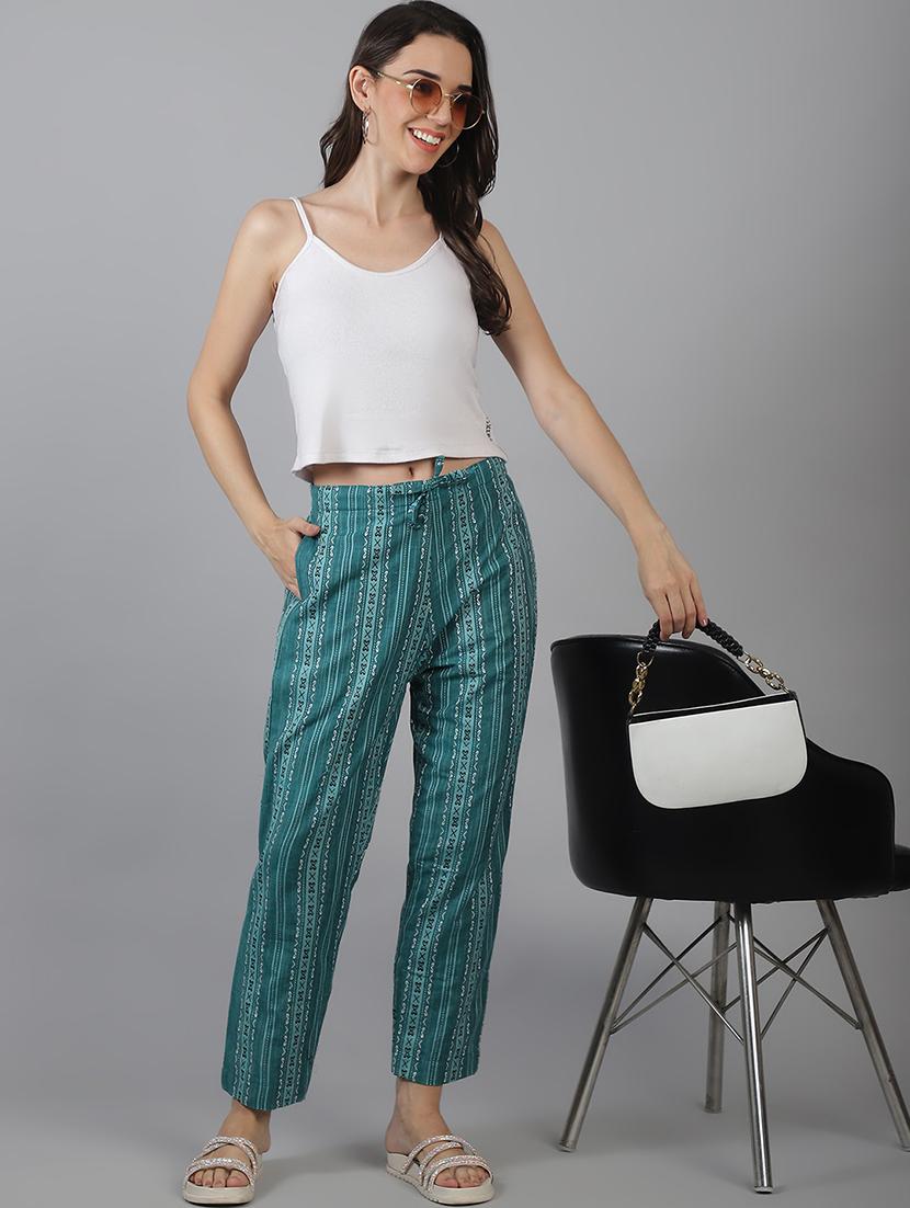 turquoise cotton trousers - 22035584 - Standard Image - 4