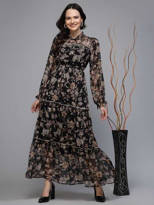 women floral print long sleeve tiered dress - 22035592 -  Standard Image - 0