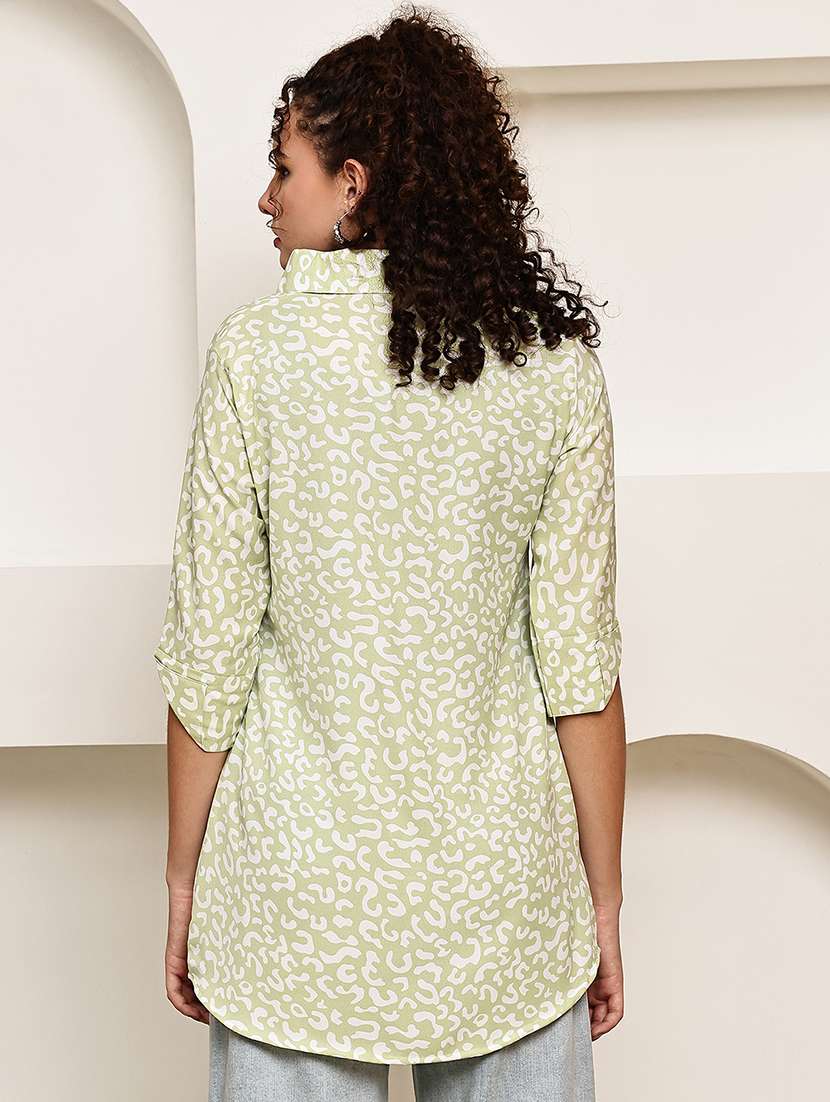 women green animal collared print regular top - 22035598 - Standard Image - 4