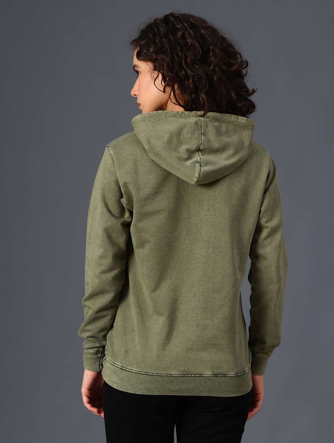 Olive Cotton Poly Blend Chest Print Sweatshirt - 22035633 -  Standard Image - 4