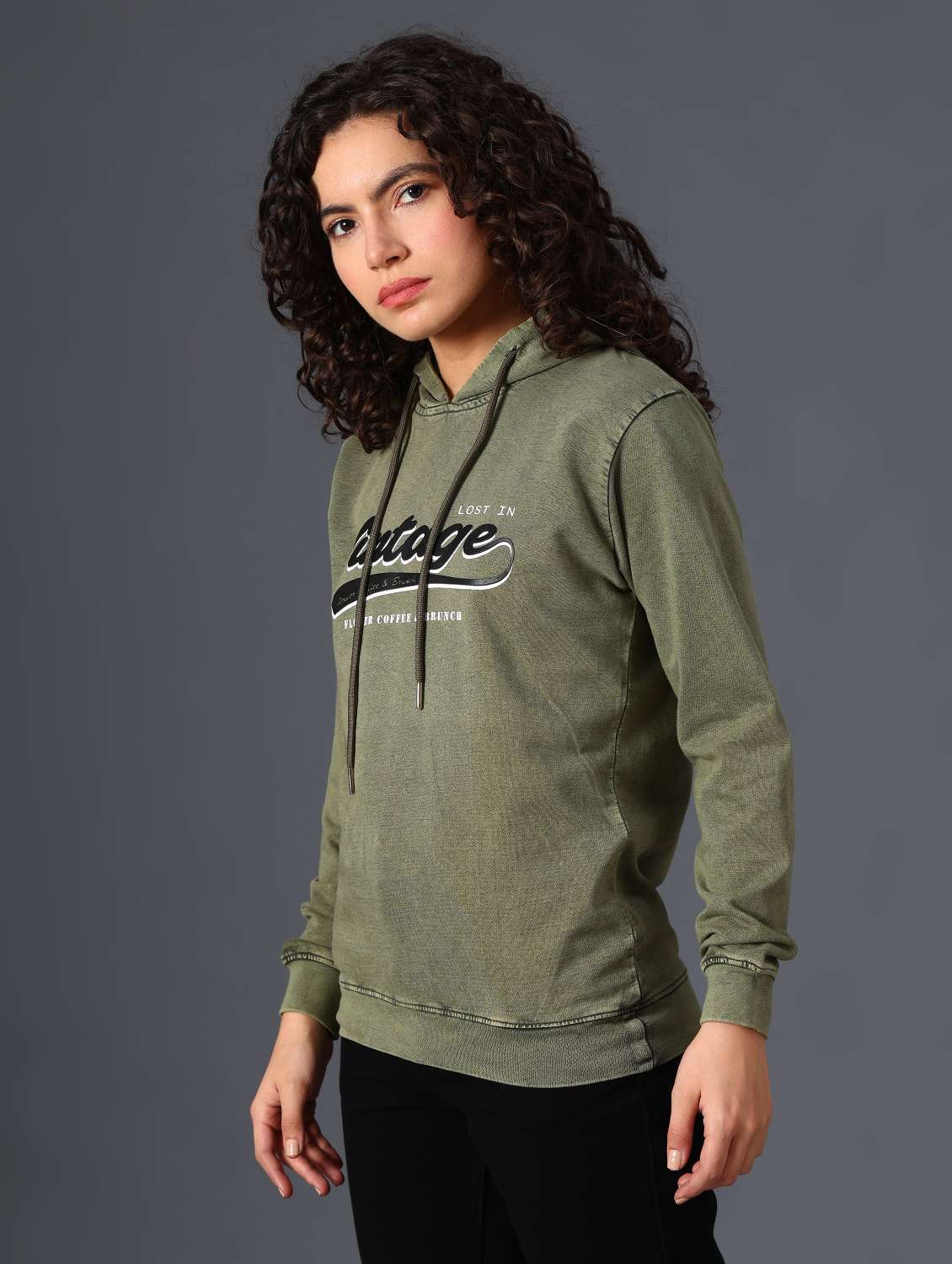 Olive Cotton Poly Blend Chest Print Sweatshirt - 22035633 -  Standard Image - 6