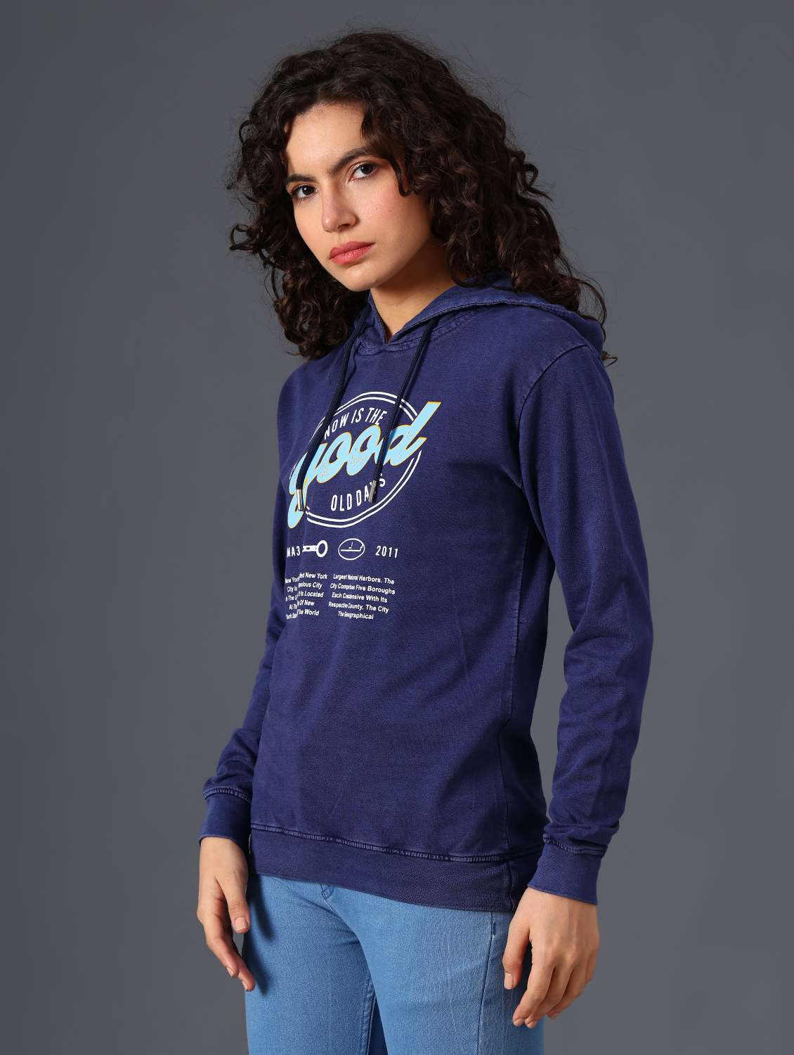 blue cotton poly blend chest print sweatshirt - 22035634 -  Standard Image - 6