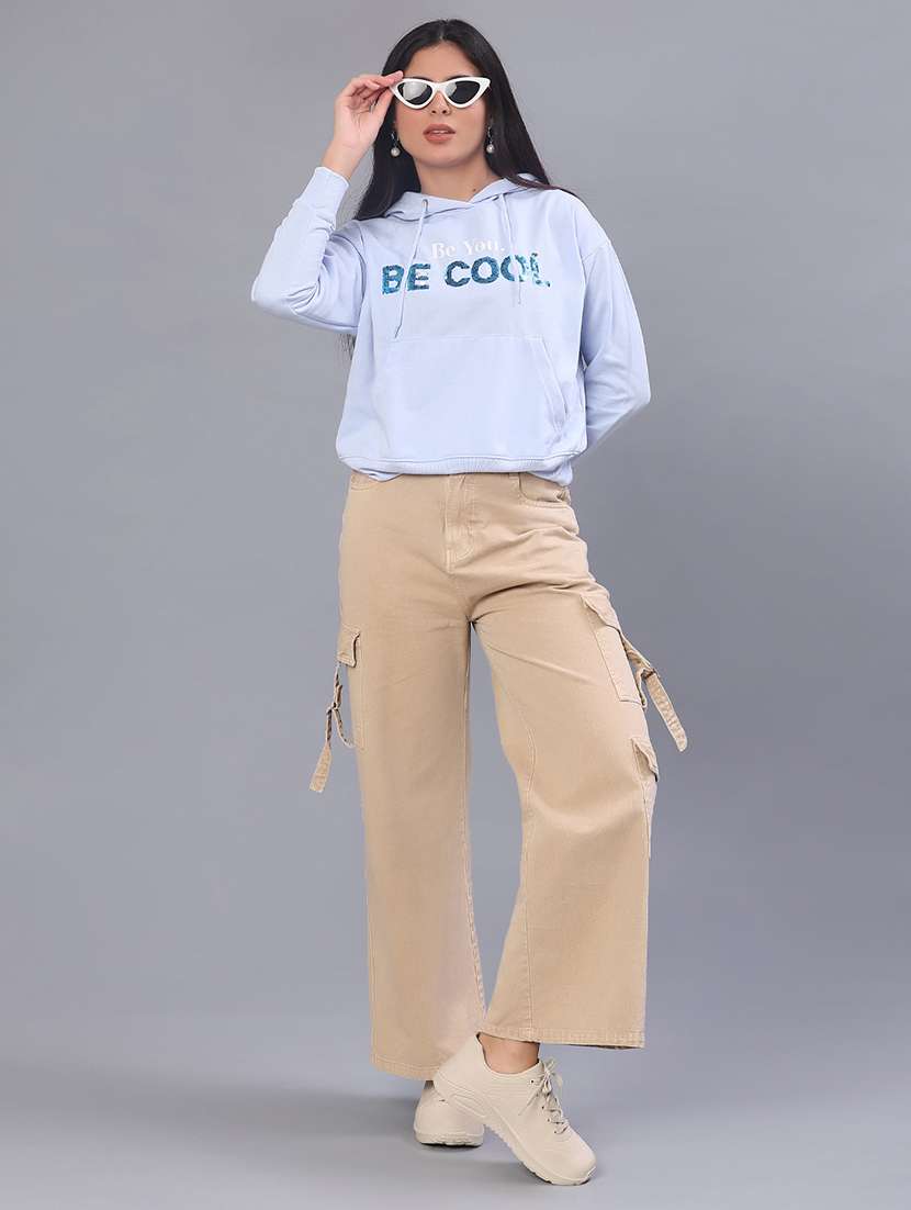 women solid mid rise relaxed fit cargo - 22035671 -  Standard Image - 4