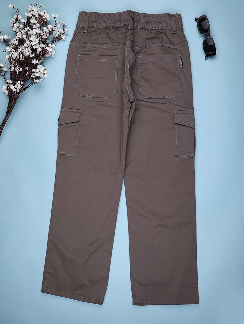boys solid mid rise regular fit cargo - 22035686 -  Standard Image - 1