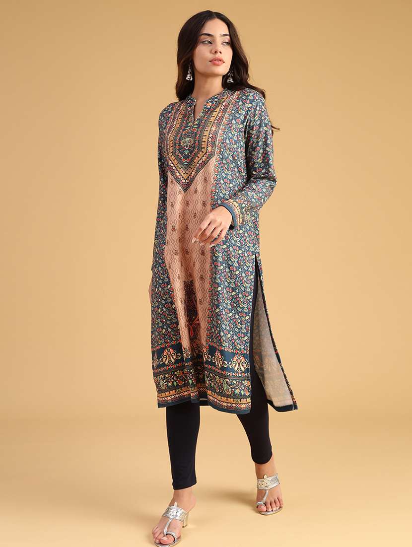 women self designed long sleeve woolen kurta - 22035706 -  Standard Image - 1