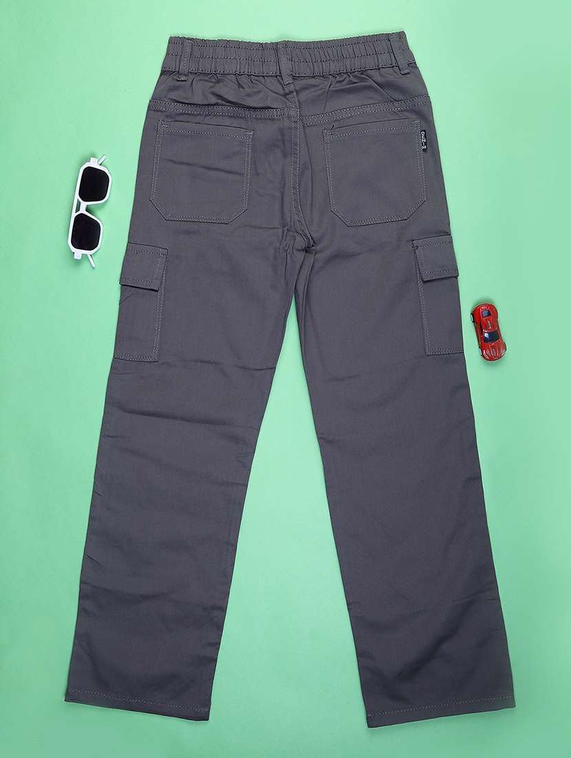 boys solid mid rise regular fit cargo - 22035719 -  Standard Image - 1