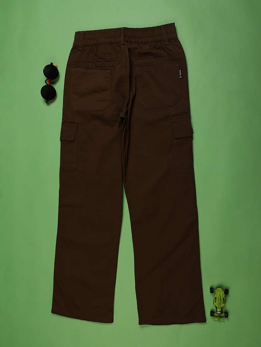boys solid mid rise regular fit cargo - 22035721 -  Standard Image - 1