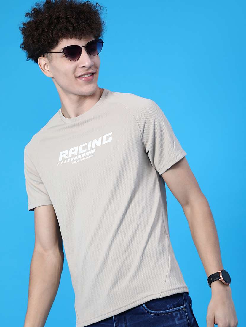 men chest print short sleeve slim fit t-shirt