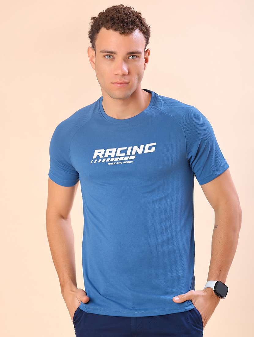 men chest print short sleeve slim fit t-shirt - 22035783 -  Standard Image - 1